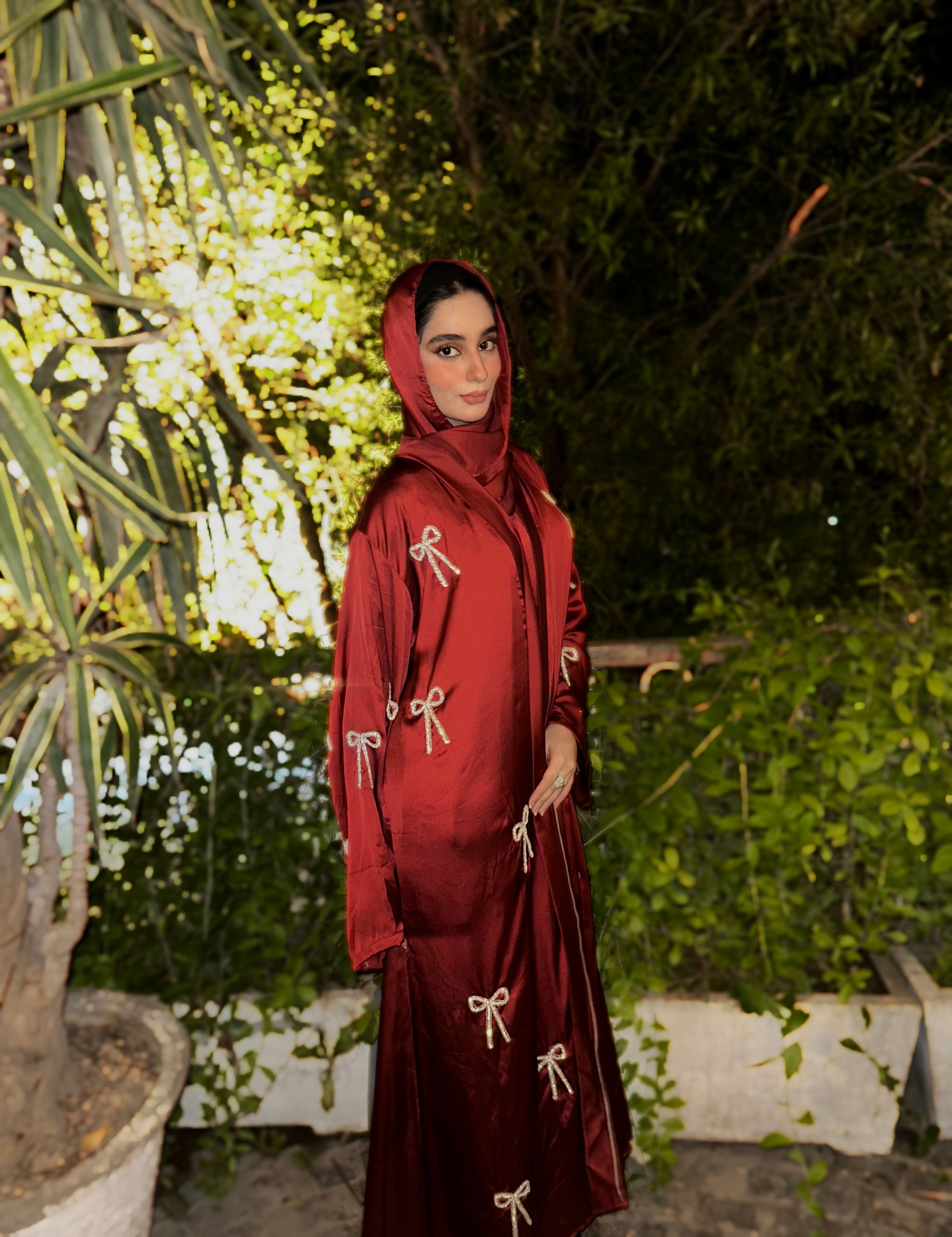 Red bow Abaya