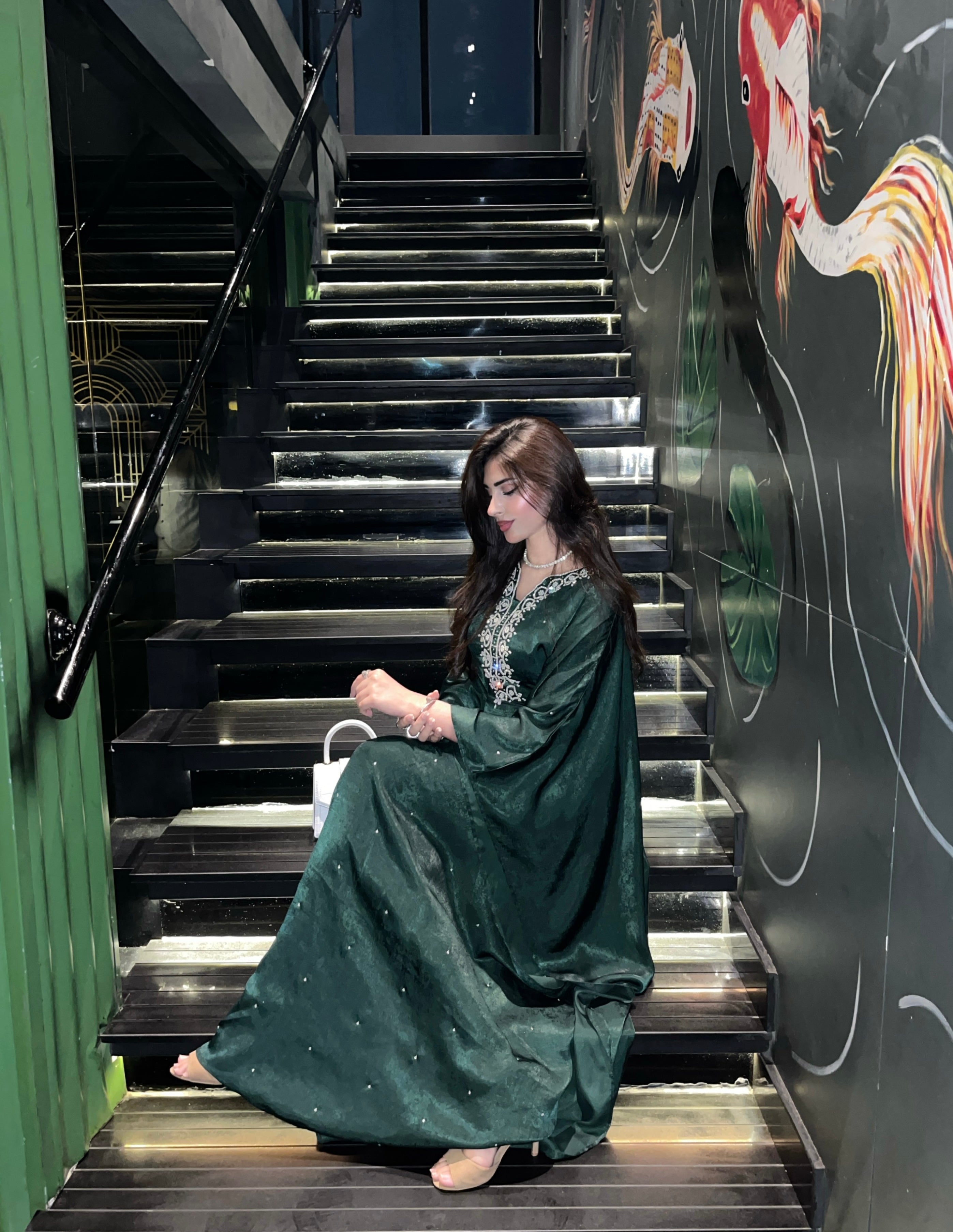 Olive caftan 2 piece set