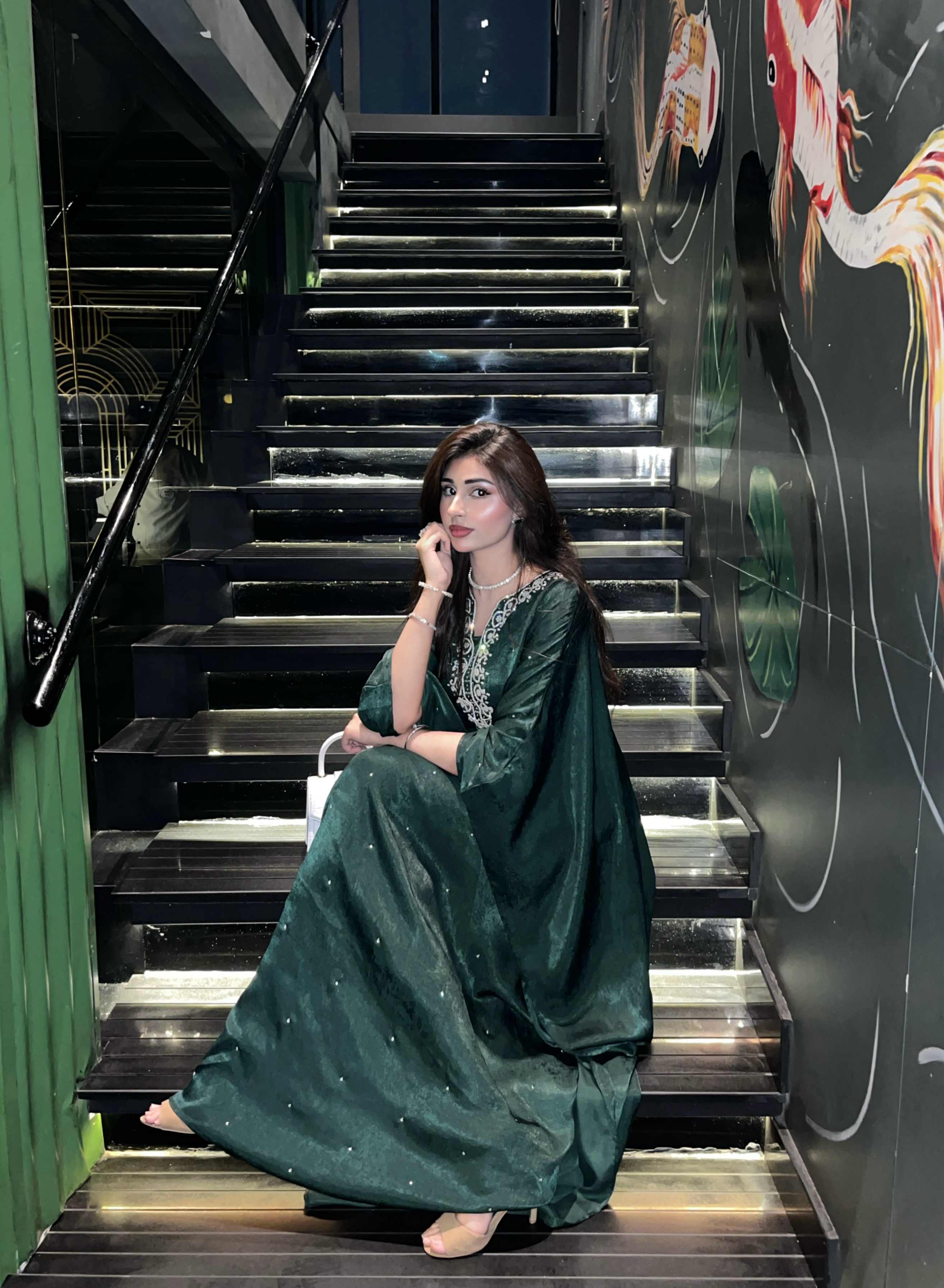 Olive caftan 2 piece set