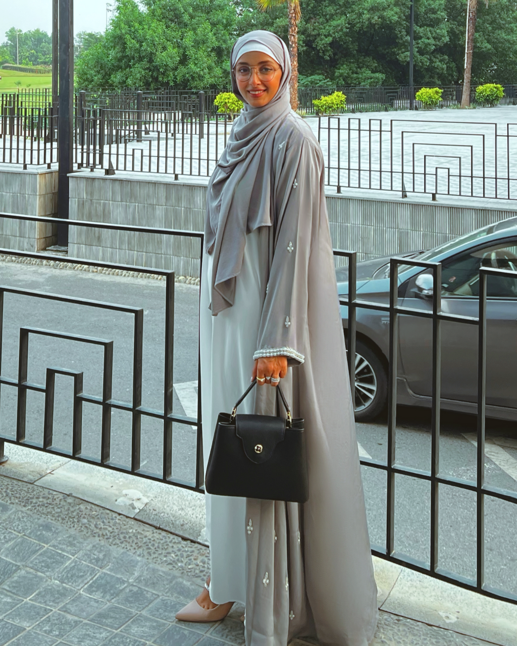 Stone Abaya Gown 3 Piece