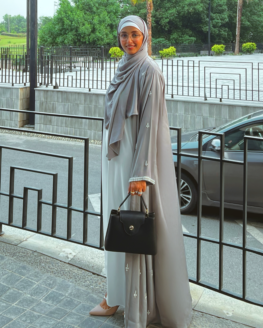 Stone Abaya Gown 3 Piece