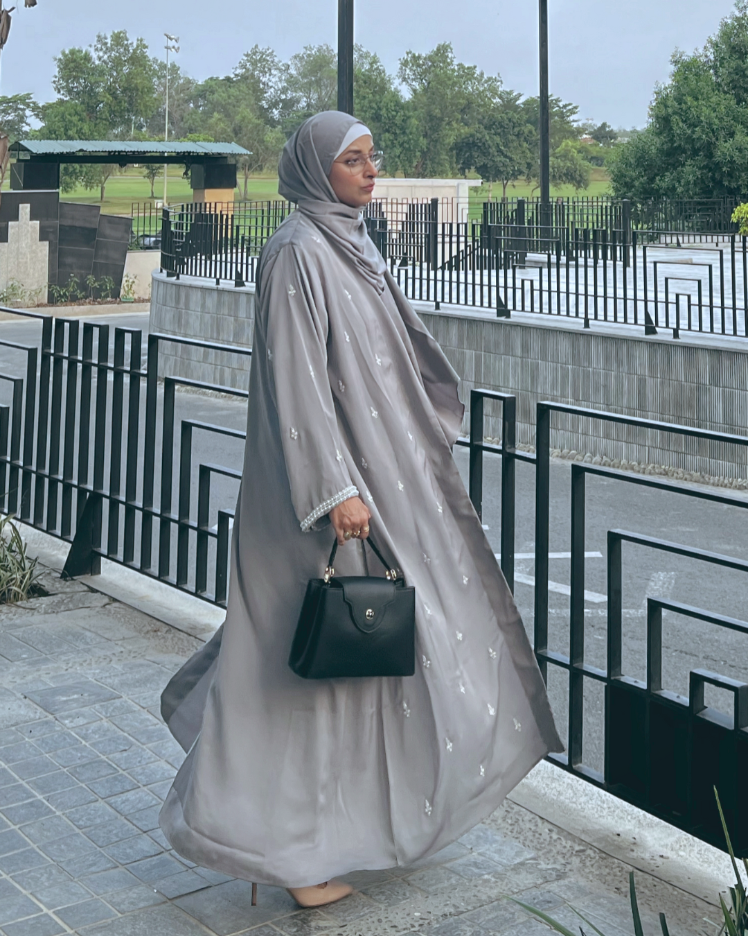 Stone Abaya Gown 3 Piece