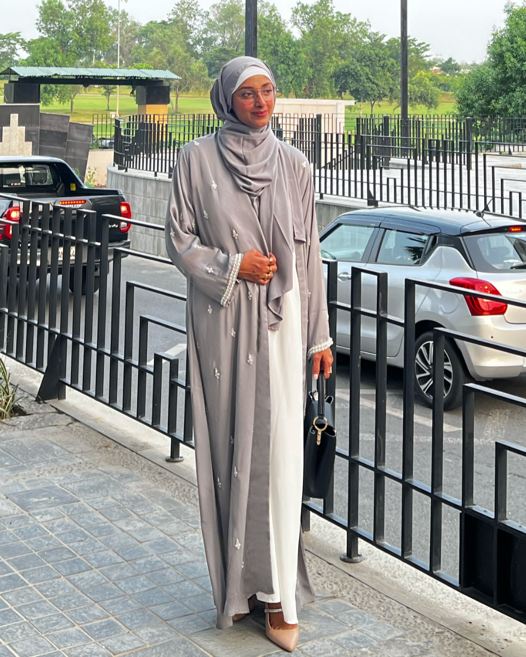 Stone Abaya Gown 3 Piece