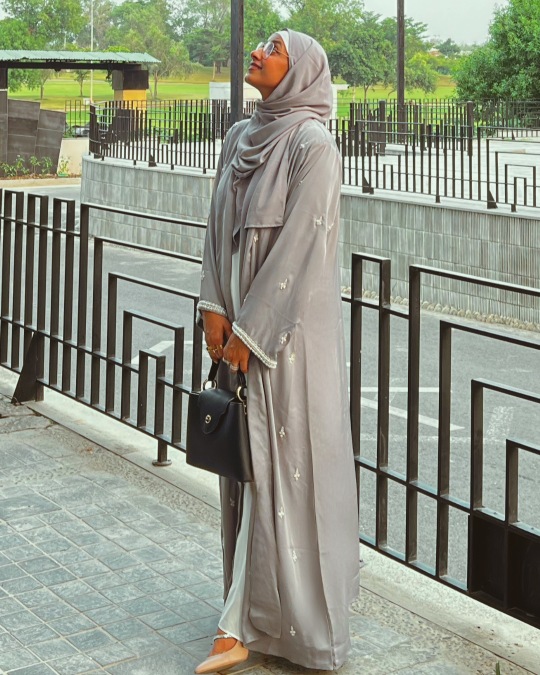 Stone Abaya Gown 3 Piece